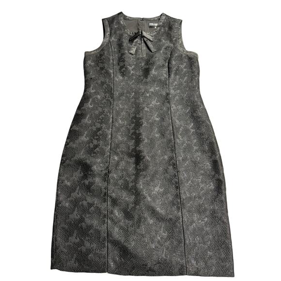 Karl Lagerfeld Paris Tweed Shift Dress Bow Lace Wool Sz 10 Lined Black MSRP $149 - Picture 1 of 15